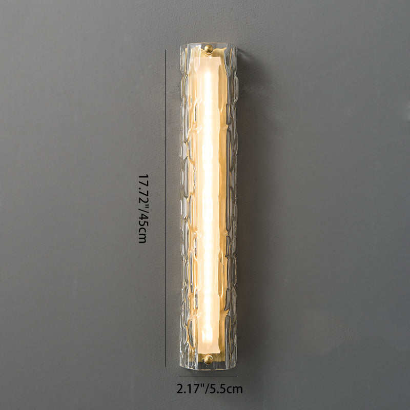 Contemporary Luxury Brass Crystal Column LED Wall Sconce Lamp For Living Room