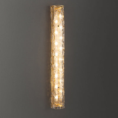 Contemporary Luxury Brass Crystal Column LED Wall Sconce Lamp For Living Room