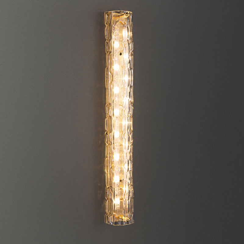 Contemporary Luxury Brass Crystal Column LED Wall Sconce Lamp For Living Room