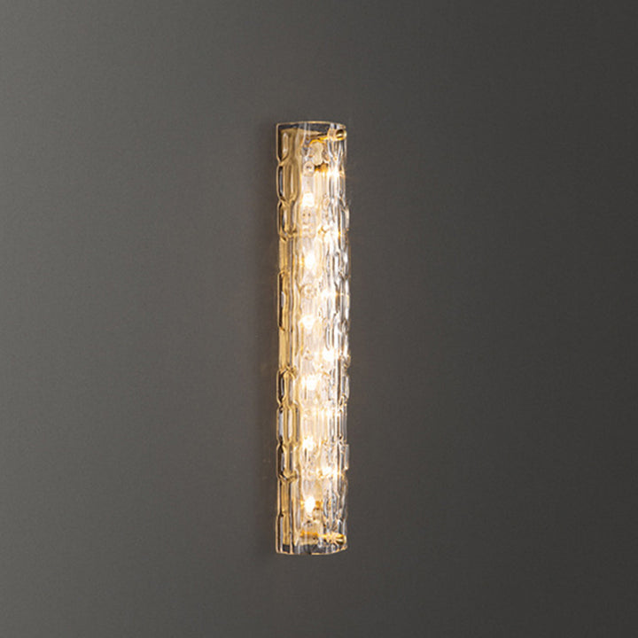 Applique murale LED en laiton contemporain avec colonne en cristal pour salon 