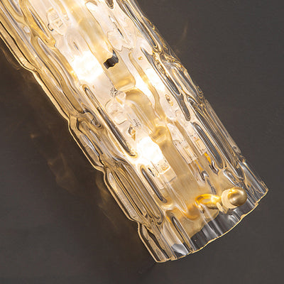 Contemporary Luxury Brass Crystal Column LED Wall Sconce Lamp For Living Room