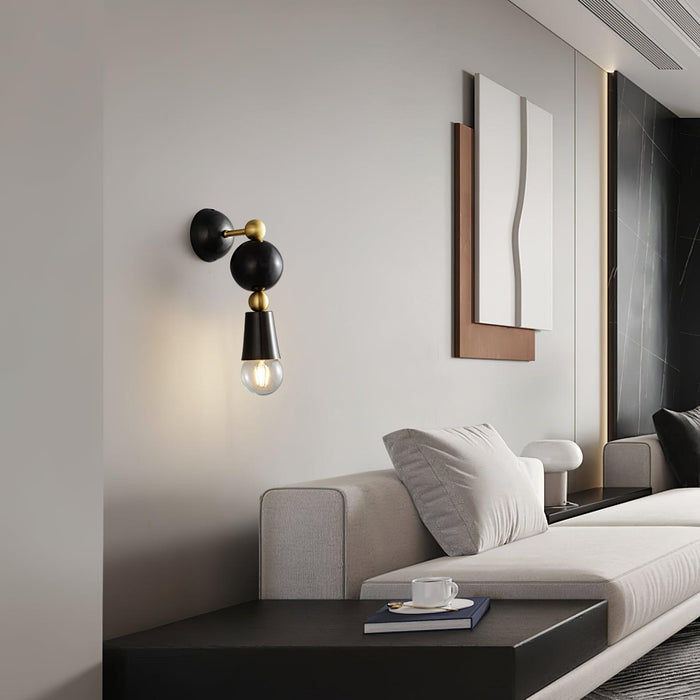 Contemporary Scandinavian Copper Glass Geometric Round 1-Light Wall Sconce Lamp For Bedroom