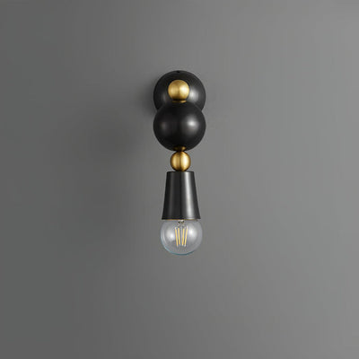 Contemporary Scandinavian Copper Glass Geometric Round 1-Light Wall Sconce Lamp For Bedroom