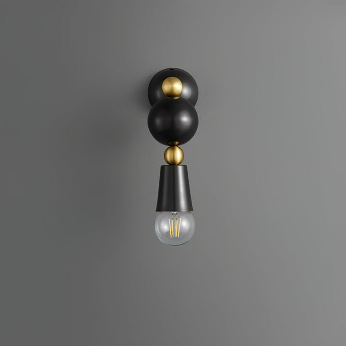 Contemporary Scandinavian Copper Glass Geometric Round 1-Light Wall Sconce Lamp For Bedroom