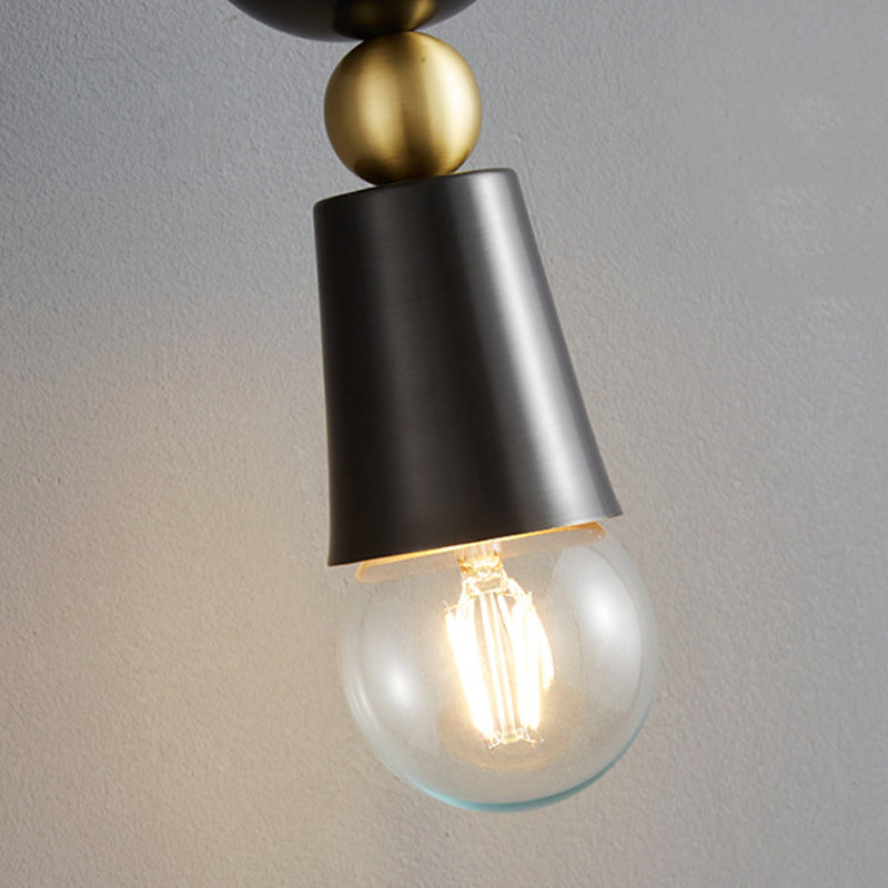 Contemporary Scandinavian Copper Glass Geometric Round 1-Light Wall Sconce Lamp For Bedroom