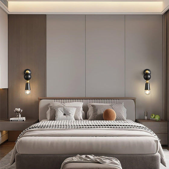 Contemporary Scandinavian Copper Glass Geometric Round 1-Light Wall Sconce Lamp For Bedroom