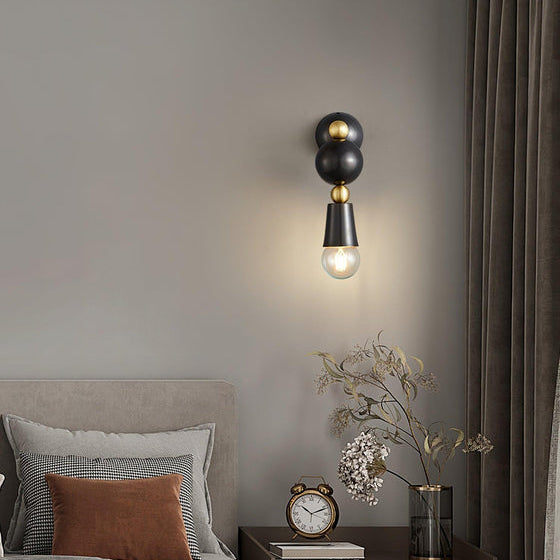 Contemporary Scandinavian Copper Glass Geometric Round 1-Light Wall Sconce Lamp For Bedroom