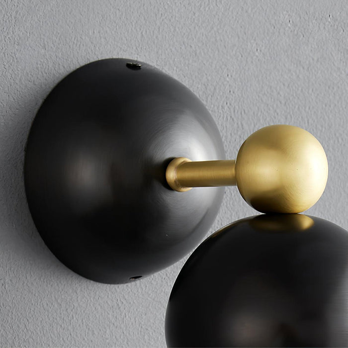 Contemporary Scandinavian Copper Glass Geometric Round 1-Light Wall Sconce Lamp For Bedroom