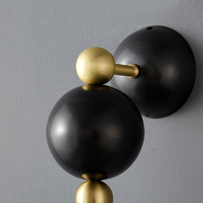 Contemporary Scandinavian Copper Glass Geometric Round 1-Light Wall Sconce Lamp For Bedroom