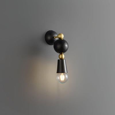Contemporary Scandinavian Copper Glass Geometric Round 1-Light Wall Sconce Lamp For Bedroom