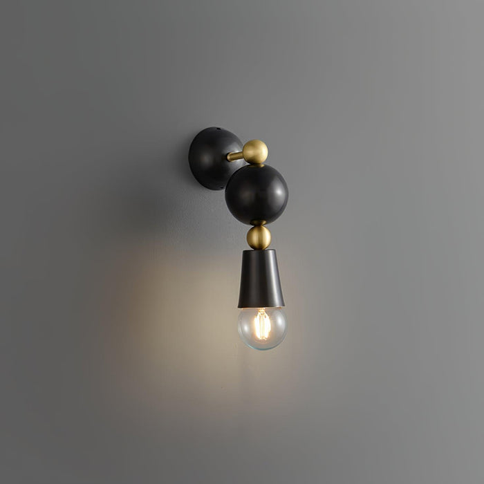 Contemporary Scandinavian Copper Glass Geometric Round 1-Light Wall Sconce Lamp For Bedroom