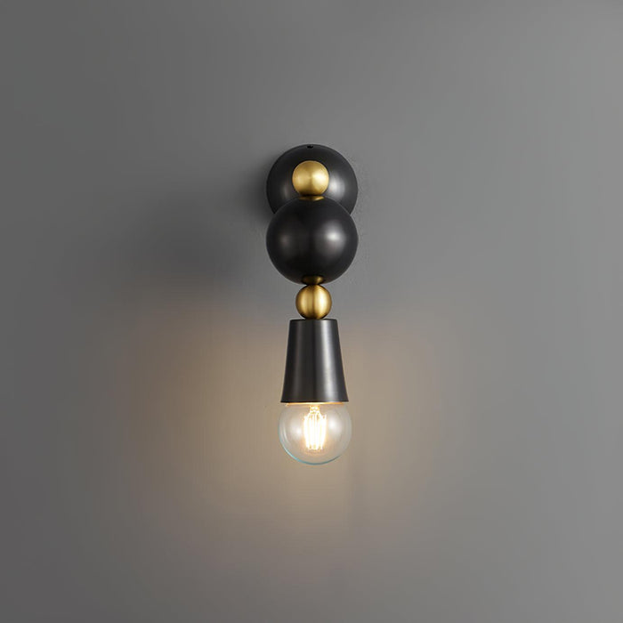 Contemporary Scandinavian Copper Glass Geometric Round 1-Light Wall Sconce Lamp For Bedroom