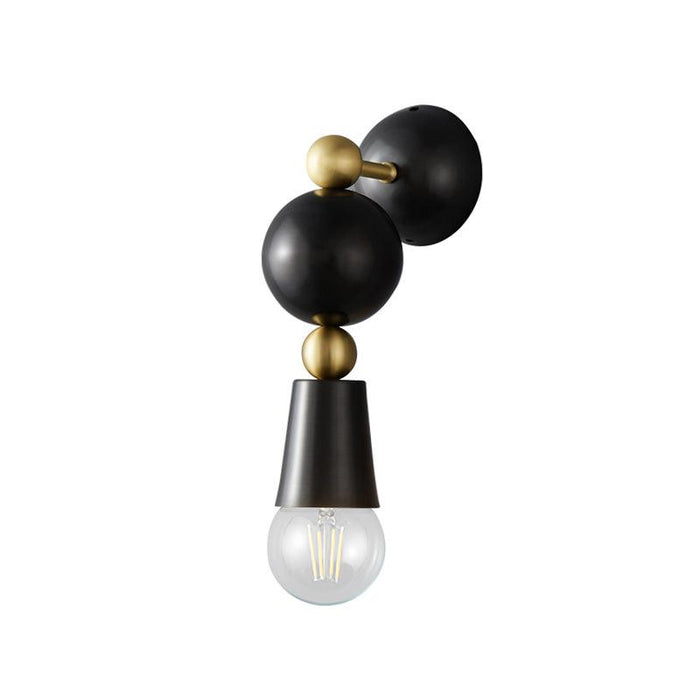 Contemporary Scandinavian Copper Glass Geometric Round 1-Light Wall Sconce Lamp For Bedroom
