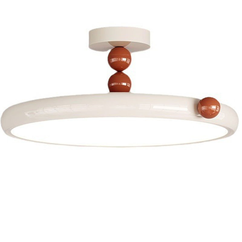 Contemporary Scandinavian Macaron Hardware Glass Round Shade LED Semi-Flush Mount Ceiling Light For Living Room