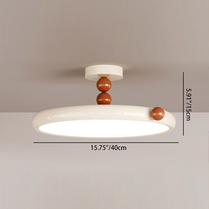Contemporary Scandinavian Macaron Hardware Glass Round Shade LED Semi-Flush Mount Ceiling Light For Living Room
