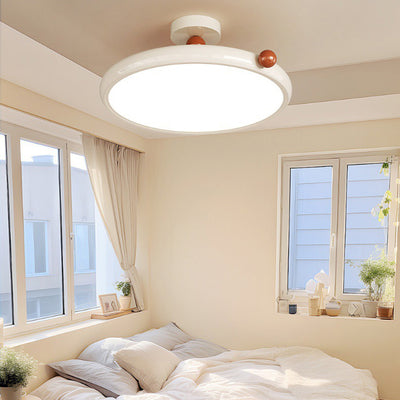 Contemporary Scandinavian Macaron Hardware Glass Round Shade LED Semi-Flush Mount Ceiling Light For Living Room