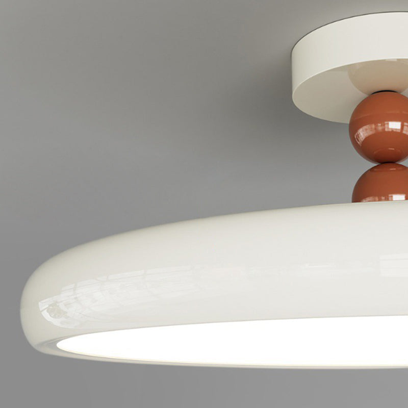 Contemporary Scandinavian Macaron Hardware Glass Round Shade LED Semi-Flush Mount Ceiling Light For Living Room