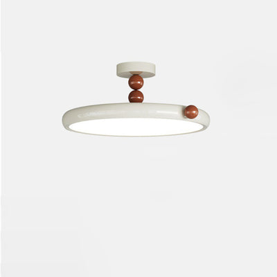 Contemporary Scandinavian Macaron Hardware Glass Round Shade LED Semi-Flush Mount Ceiling Light For Living Room