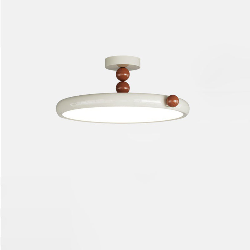 Contemporary Scandinavian Macaron Hardware Glass Round Shade LED Semi-Flush Mount Ceiling Light For Living Room