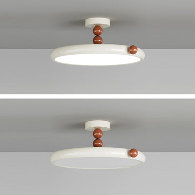 Contemporary Scandinavian Macaron Hardware Glass Round Shade LED Semi-Flush Mount Ceiling Light For Living Room