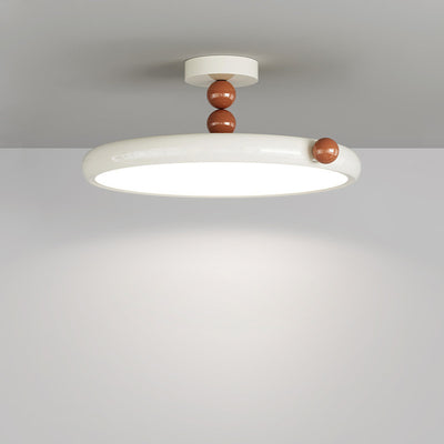 Contemporary Scandinavian Macaron Hardware Glass Round Shade LED Semi-Flush Mount Ceiling Light For Living Room