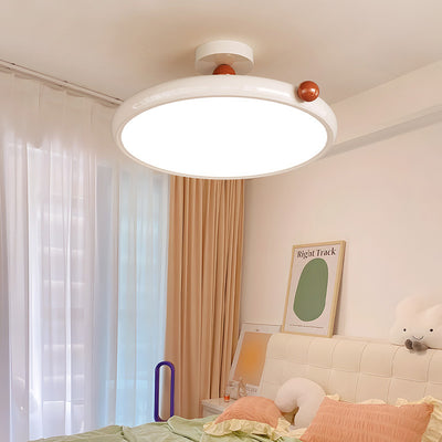 Contemporary Scandinavian Macaron Hardware Glass Round Shade LED Semi-Flush Mount Ceiling Light For Living Room