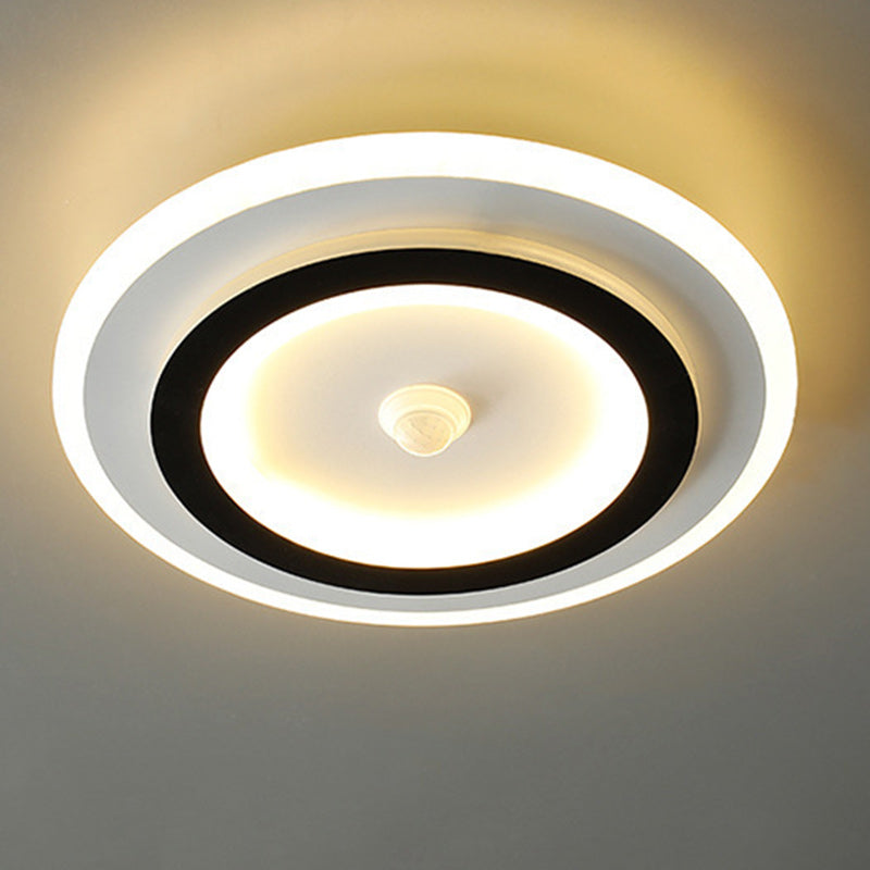 Moderno Minimalista Geometría Cuadrado Hierro Acrílico LED Luz de Techo Montada al Ras Para Sala de Estar 