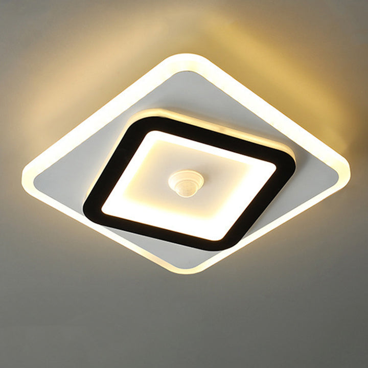 Plafonnier LED carré en fer acrylique géométrique minimaliste moderne pour salon 