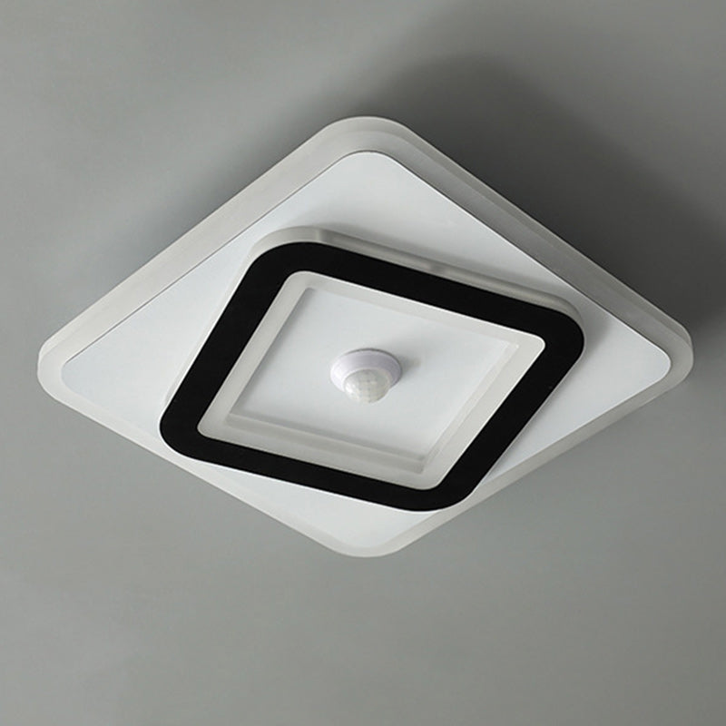 Moderno Minimalista Geometría Cuadrado Hierro Acrílico LED Luz de Techo Montada al Ras Para Sala de Estar 