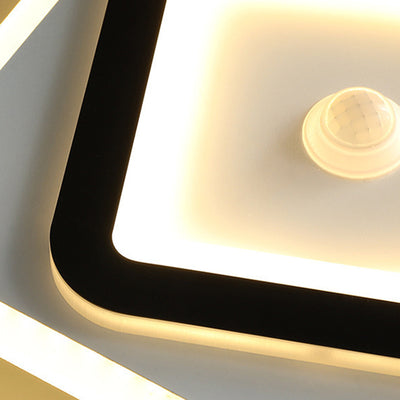 Moderno Minimalista Geometría Cuadrado Hierro Acrílico LED Luz de Techo Montada al Ras Para Sala de Estar 