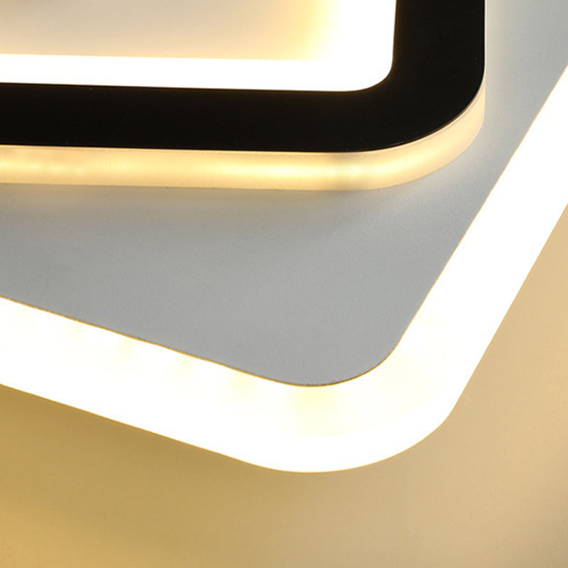 Moderno Minimalista Geometría Cuadrado Hierro Acrílico LED Luz de Techo Montada al Ras Para Sala de Estar 