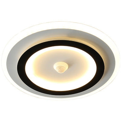 Moderno Minimalista Geometría Cuadrado Hierro Acrílico LED Luz de Techo Montada al Ras Para Sala de Estar 
