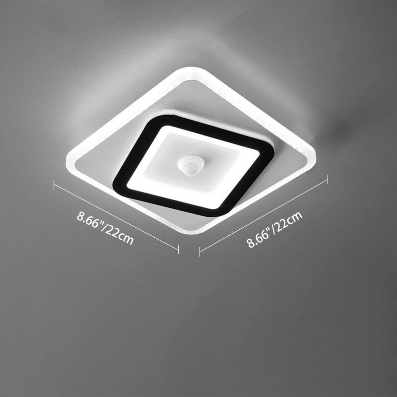 Moderno Minimalista Geometría Cuadrado Hierro Acrílico LED Luz de Techo Montada al Ras Para Sala de Estar 