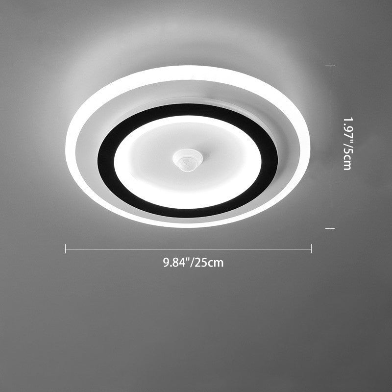 Moderno Minimalista Geometría Cuadrado Hierro Acrílico LED Luz de Techo Montada al Ras Para Sala de Estar 