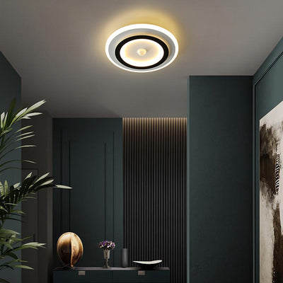 Moderno Minimalista Geometría Cuadrado Hierro Acrílico LED Luz de Techo Montada al Ras Para Sala de Estar 