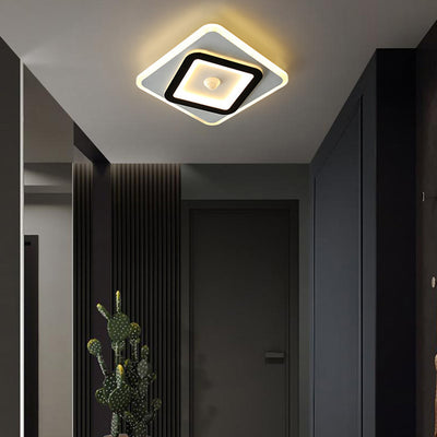 Moderno Minimalista Geometría Cuadrado Hierro Acrílico LED Luz de Techo Montada al Ras Para Sala de Estar 