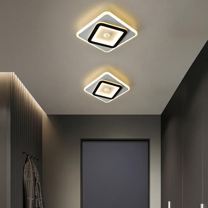 Plafonnier LED carré en fer acrylique géométrique minimaliste moderne pour salon 