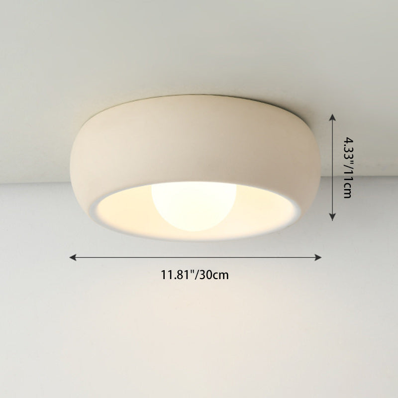Contemporary Scandinavian Iron Glass Round Shade 1-Light Flush Mount Ceiling Light For Living Room