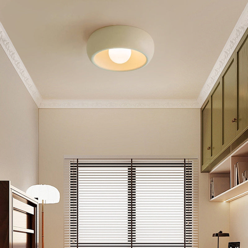 Contemporary Scandinavian Iron Glass Round Shade 1-Light Flush Mount Ceiling Light For Living Room