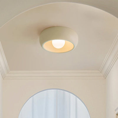Contemporary Scandinavian Iron Glass Round Shade 1-Light Flush Mount Ceiling Light For Living Room