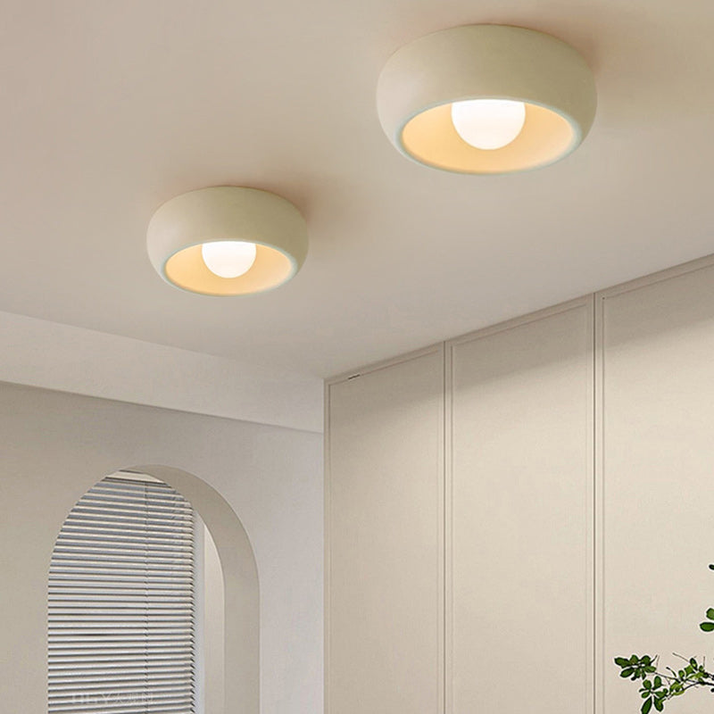 Contemporary Scandinavian Iron Glass Round Shade 1-Light Flush Mount Ceiling Light For Living Room