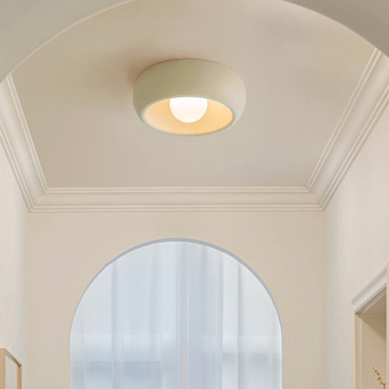 Contemporary Scandinavian Iron Glass Round Shade 1-Light Flush Mount Ceiling Light For Living Room