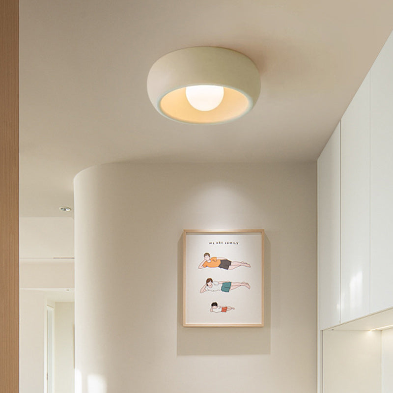 Contemporary Scandinavian Iron Glass Round Shade 1-Light Flush Mount Ceiling Light For Living Room