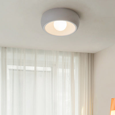 Contemporary Scandinavian Iron Glass Round Shade 1-Light Flush Mount Ceiling Light For Living Room