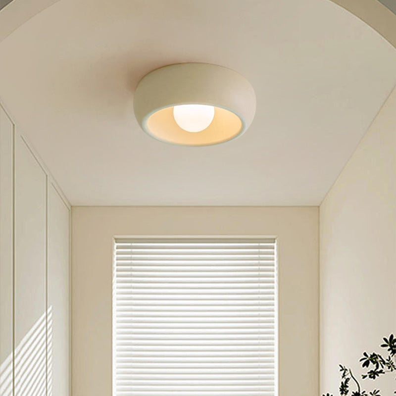 Contemporary Scandinavian Iron Glass Round Shade 1-Light Flush Mount Ceiling Light For Living Room