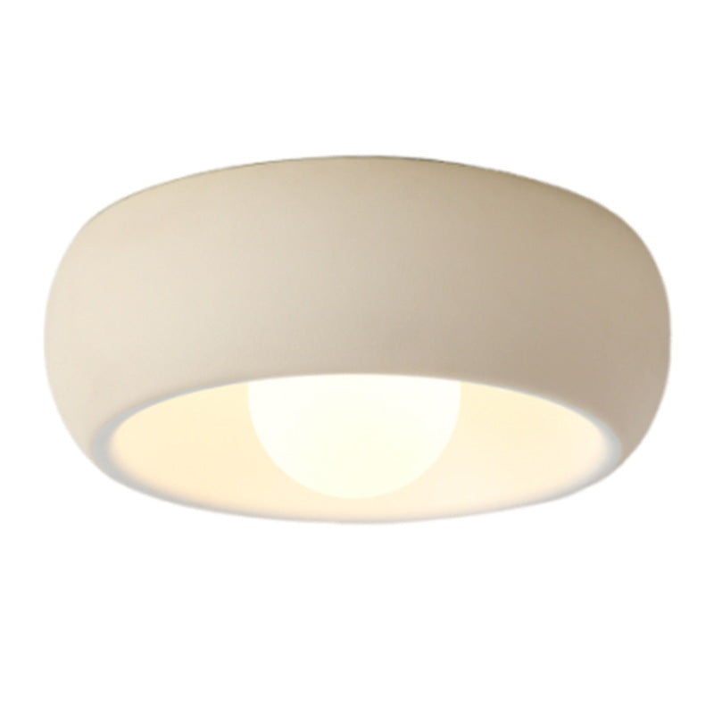 Contemporary Scandinavian Iron Glass Round Shade 1-Light Flush Mount Ceiling Light For Living Room