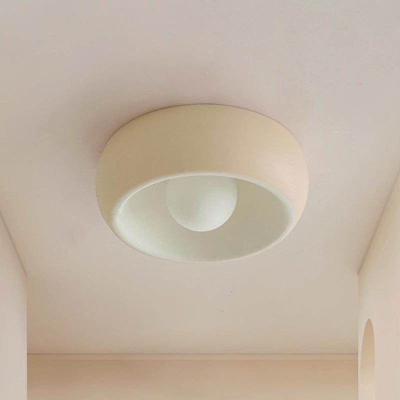 Contemporary Scandinavian Iron Glass Round Shade 1-Light Flush Mount Ceiling Light For Living Room