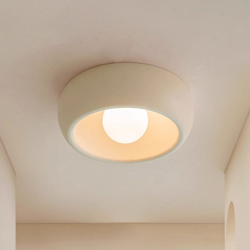 Contemporary Scandinavian Iron Glass Round Shade 1-Light Flush Mount Ceiling Light For Living Room