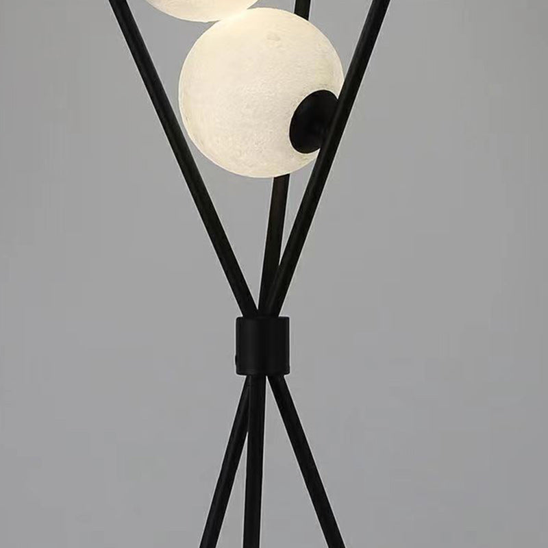 Contemporary Creative PLA 3D Moon Shade Iron Geometric Straight Line 3-Light Table Lamp For Bedroom