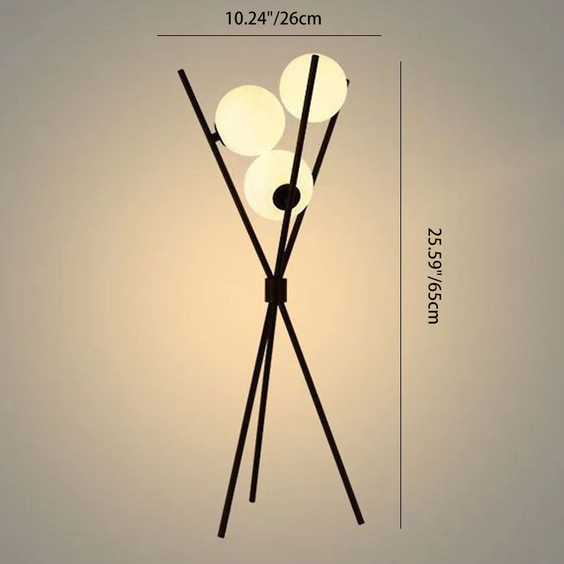 Contemporary Creative PLA 3D Moon Shade Iron Geometric Straight Line 3-Light Table Lamp For Bedroom